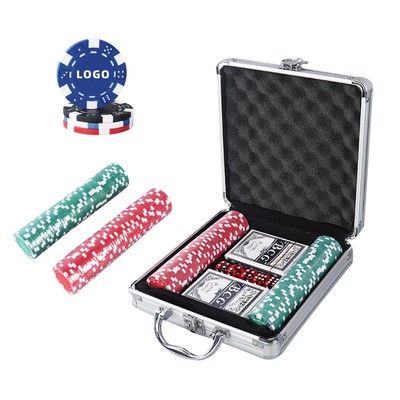 Poker Set 100 Chips With Aluminium Case 2 Card Games