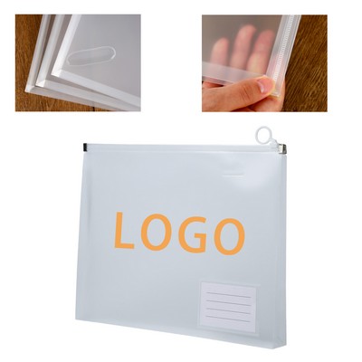 A4 Clear Zipper Pouch Document Bag With Label Pocket