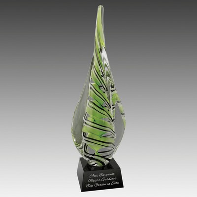 17.5" Green/White/Black Spire Art Glass
