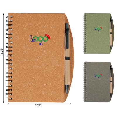 5" x 7" Sustainable Spiral-Bound Notepad Notebook with Pen