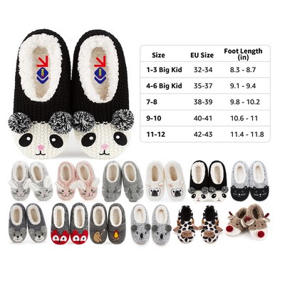 Cute Animal House Slippers Warm Fuzzy Slipper Socks with Grippers