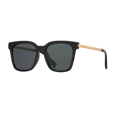 Everly Eco-Process Onyx & Gold Smoke Polarized Sunglasses