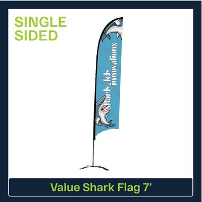 Value 7' Shark Flag - Single Sided Graphic Black X Base