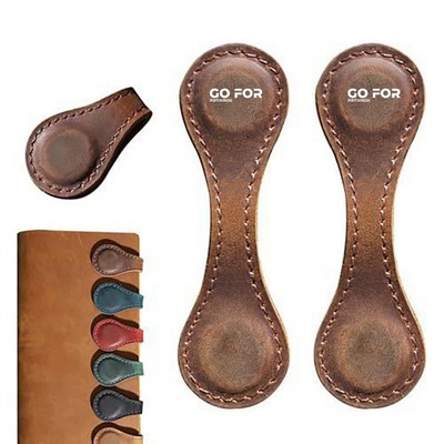 4" Vintage Handmade PU Leather Bone-Shape Double-Sided Magnetic Bookmark