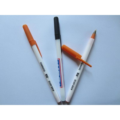 Plastic Pen w/Colored Cap And Trim