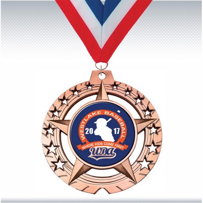 3 3/4" Bright Bronze Star Insert Medal