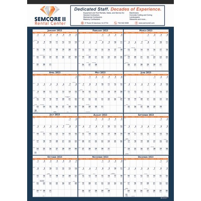 Laminated Wall Calendar w/Tinning on Top (19"x26")