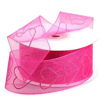 Hot Pink Hearts Ribbon