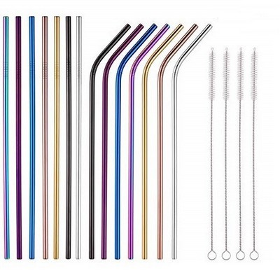 Single Stainless Steel Straw - Bent (6mm) - COLORED