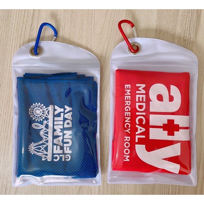 Cooling Towel in Clear PVC Pack w/Carabiner Hook