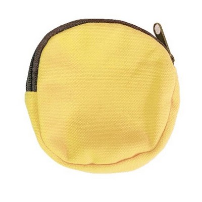 Coin Zipper Round Canvas Storage Pouch