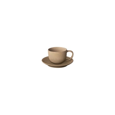blomus Kumi Fungi Beige Stoneware Coffee Cups w/Saucers (Set Of 2)