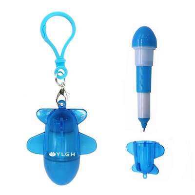 Plastic Airplane Pen With Carabiner