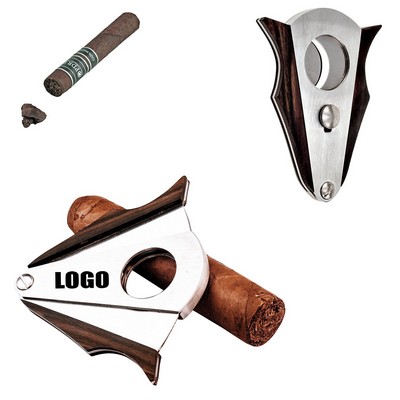 Compact Cigar Cutter with Wooden Handle and Lock
