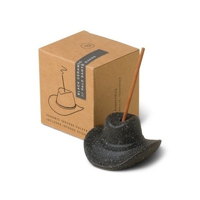 COWBOY HAT INCENSE HOLDER - BLACK, INCLUDES 100 COUNT of SHORT INCENSE STIC