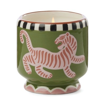 A Dopo 8 Oz Handpainted "Tiger" Ceramic Candle - Black Cedar & Fig