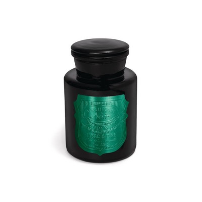 Apothecary Noir 8 Oz Black Glass Vessel & Lid With Green Label - Tabac & Pi