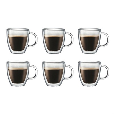Bodum Bistro 6Pc 10 Oz. Double Wall Insulted Glass Mugs