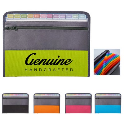 Zippered Expanding File Folder with 13 Pockets
