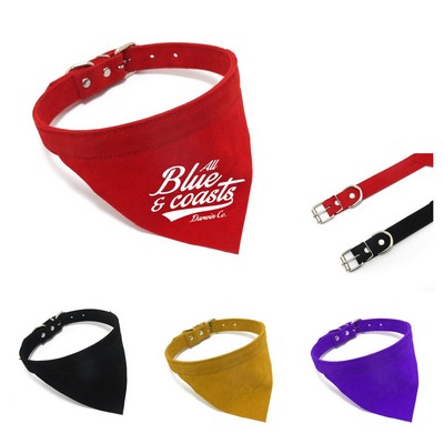 Adjustable Pet Leather Bandana with Metal D-Ring