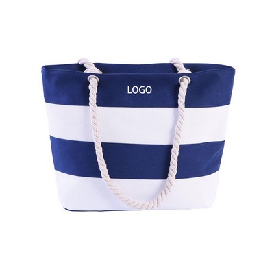 Contrast Color Cotton Canvas Tote Boat Bag