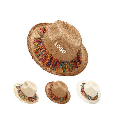 Colored Tassel Summer Straw Hat