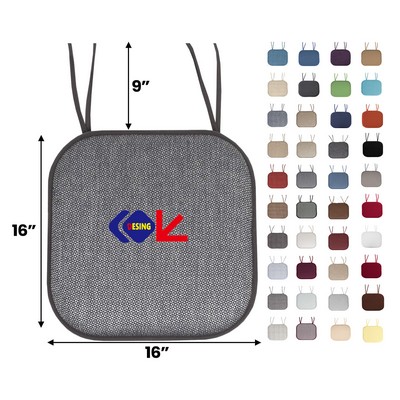 Square 16" x 16" Seat Cover Chair Cushion Memory Foam Pads with Ties