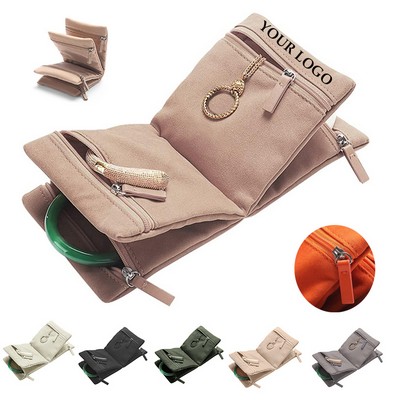 Portable Velvet Jewelry Zipper Pouch
