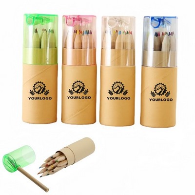 12-Piece Custom Portable Colored Pencils Set w/Sharpener MOQ100PCS