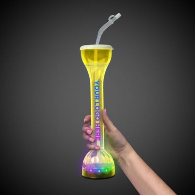 17 Oz. Transparent Yellow LED Yard Glass w/Full Color Imprint