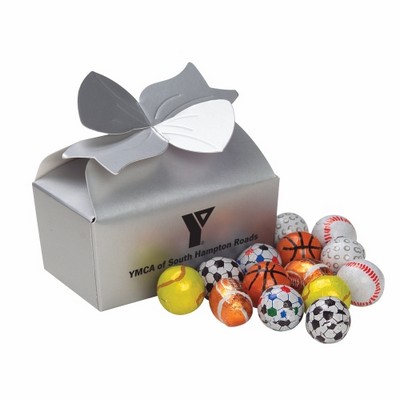 Large Bow Gift Boxes - Chocolate Sport Balls (14 Pieces)