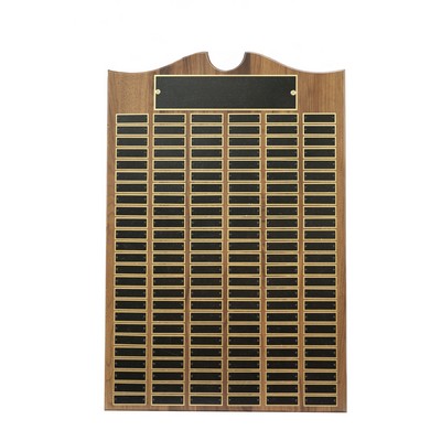 Roster Series American Walnut Plaque w/ 150 Individual Black Brass Plates (20"x30")