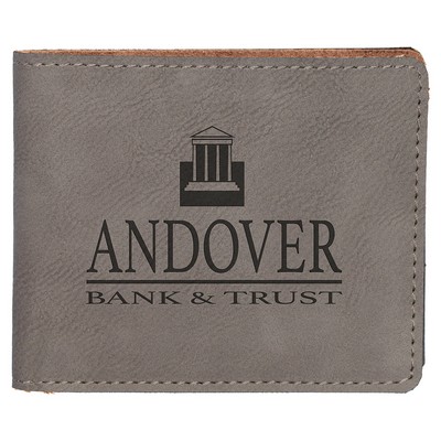 Leatherette Slim-Line Wallet - Grey