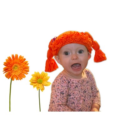 Custom Crocheted Orange Pigtail Hat