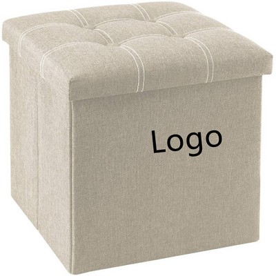 15 inches Foldable Storage Ottoman Cube Storage Box Footrest Step Stool