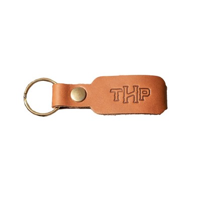 Full-Grain Leather Belt Loop Keychain w/Flat Split Ring
