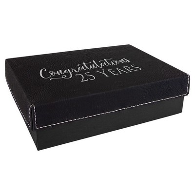 7 3 8" x 5 3/4" Black/Silver Gift Box with Leatherette Lid