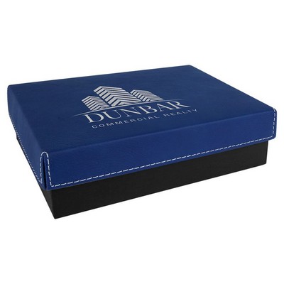 7 3/8" x 5 3/4" Blue/Silver Gift Box with Leatherette Lid
