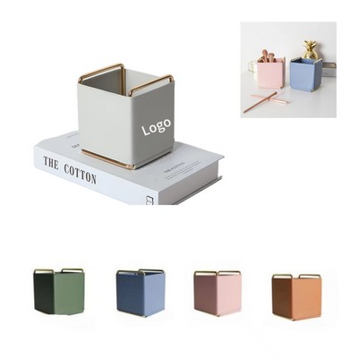 Leather Pen Holder & Desktop Storage Box