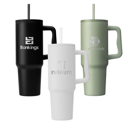 Polar Pro - 40 oz. Double-Wall Recycled Stainless Steel Tumbler with Straw - Laser