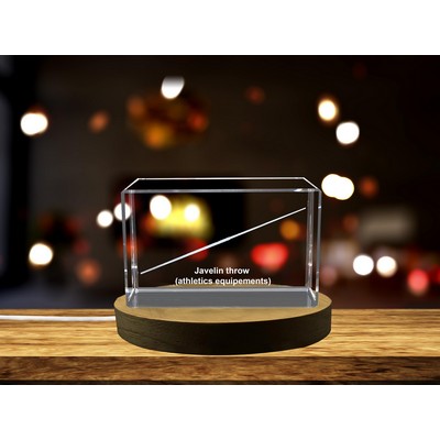 Javelin Thrower 3D Engraved Crystal Award - Elegant Desktop Trophy for Javelin Throwers