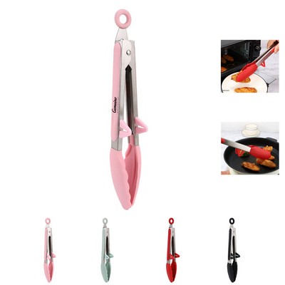 Silicone and Stainless Steel Tong with Ergonomic Grip and Locking System