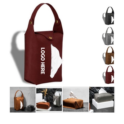 Compact PU Leather Car Tissue Holder