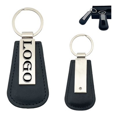 Black Leather Business Keychain