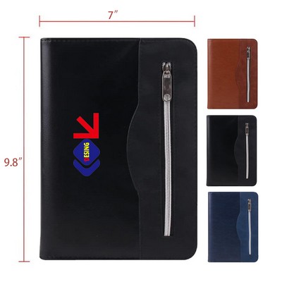 Business Notebook Zipped Organizer with Calculator Travel Portfolio Binder