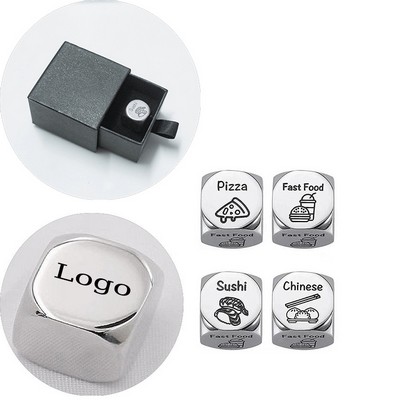 Custom Stainless Steel Food Decision Dice w/Gift Box MOQ100PCS