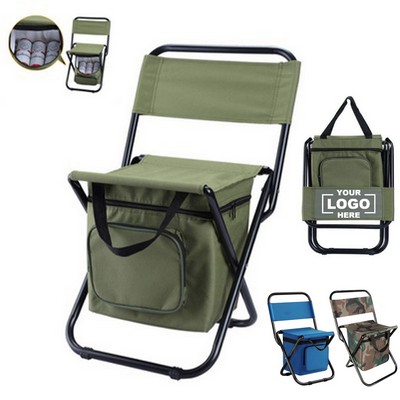 Portable Folding Camping Chair with Built-in Cooler Bag