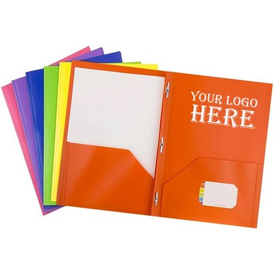 2 Pocket Durable Folders with Metal Prongs Fastener Clasps