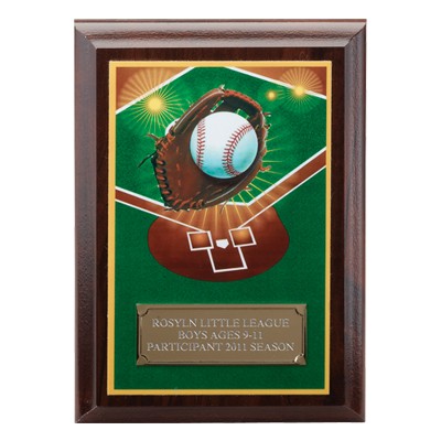Baseball Digital Photo Plaque w/Gold Aluminum Engraving Plate (5"x 7")