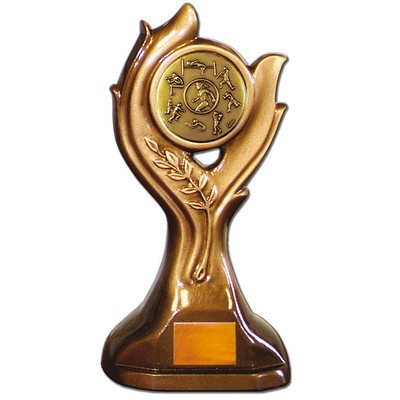 Stock Victory 9" Trophy with 2" Track & Field Female Coin and Engraving Plate